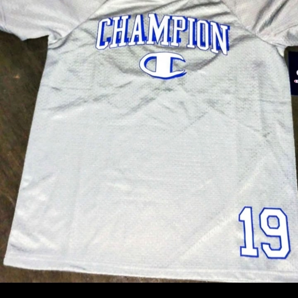 Champion Light Gray Jersey with Blue Details